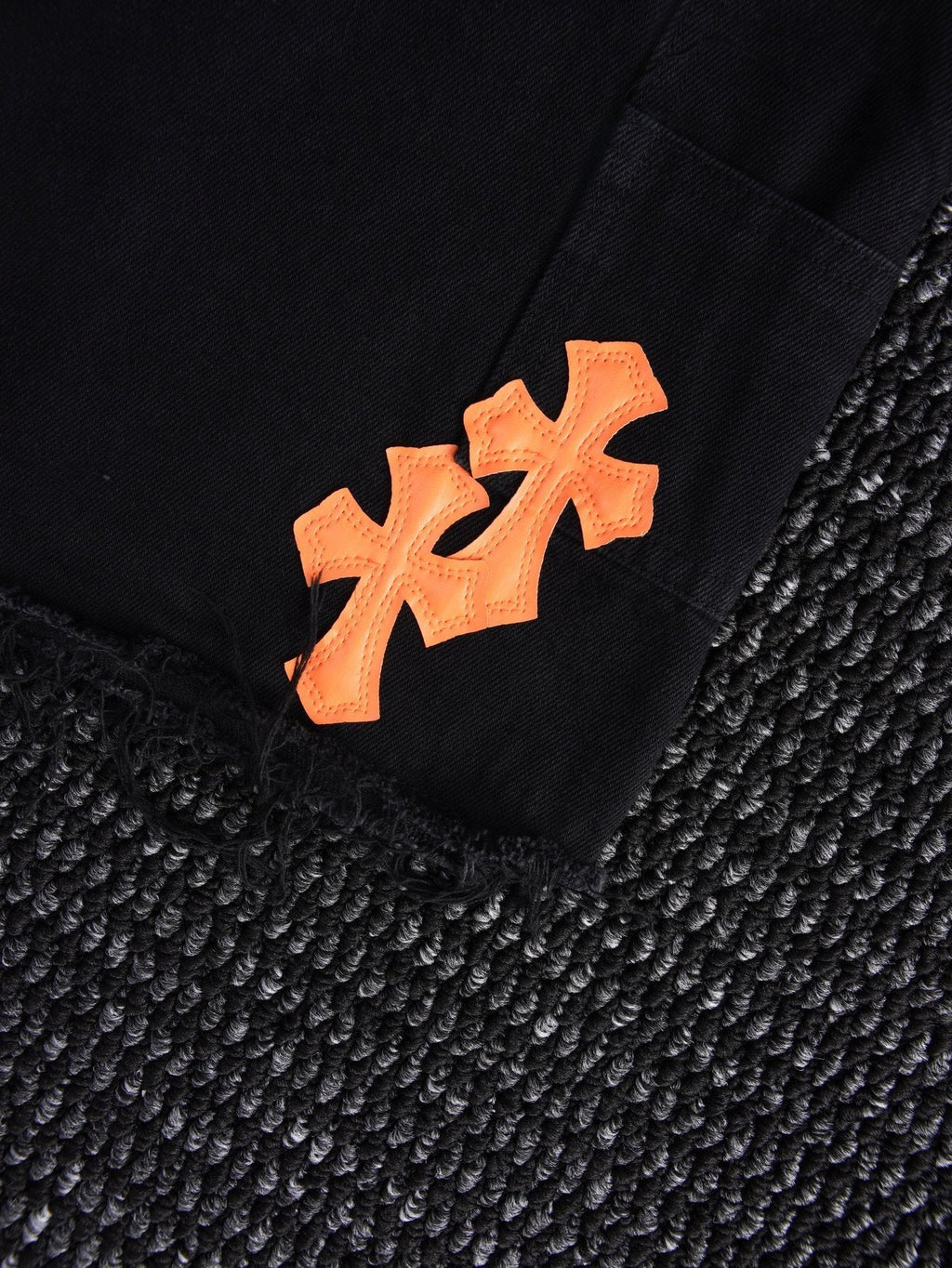 Chrome Hearts Orange Cross Patch Denim-Style Shorts
