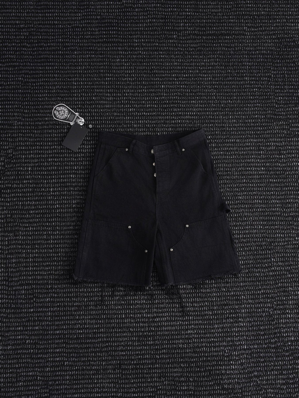 Chrome Hearts Black Graphic Appliqué Denim Cargo Shorts