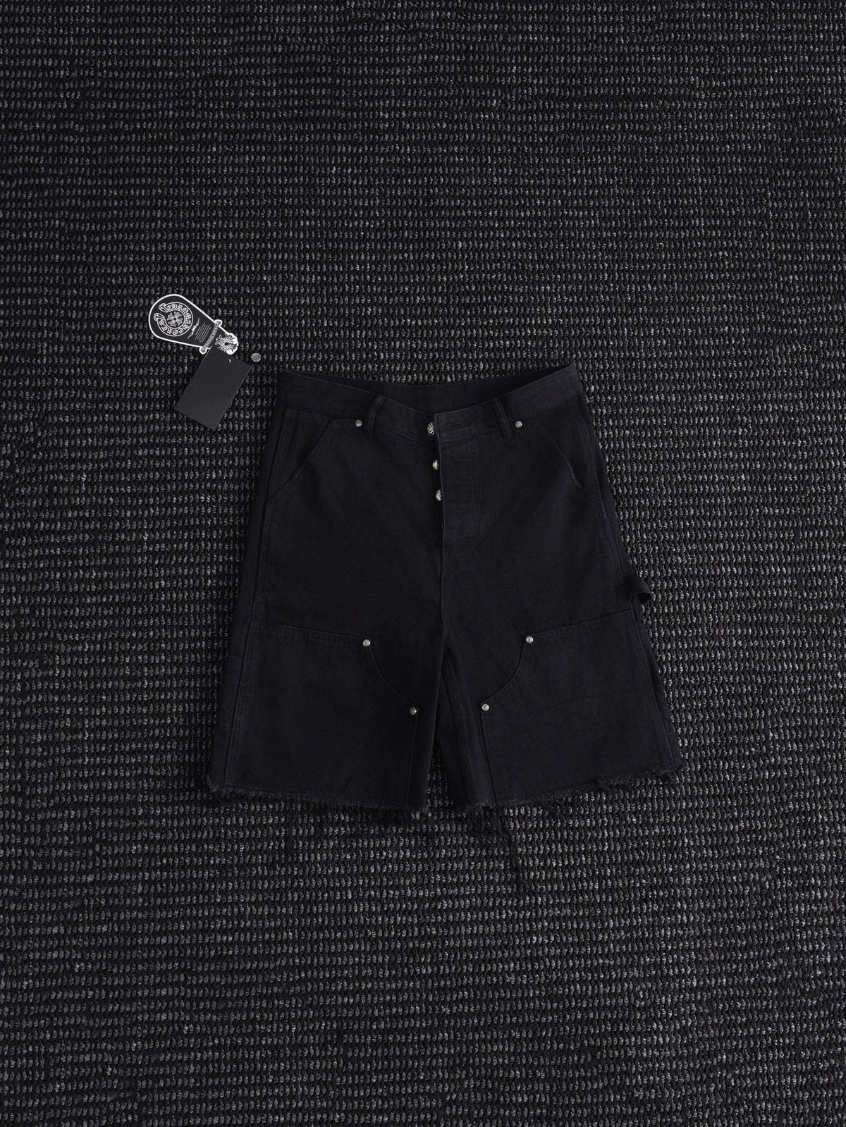 Chrome Hearts Black Graphic Appliqué Denim Cargo Shorts
