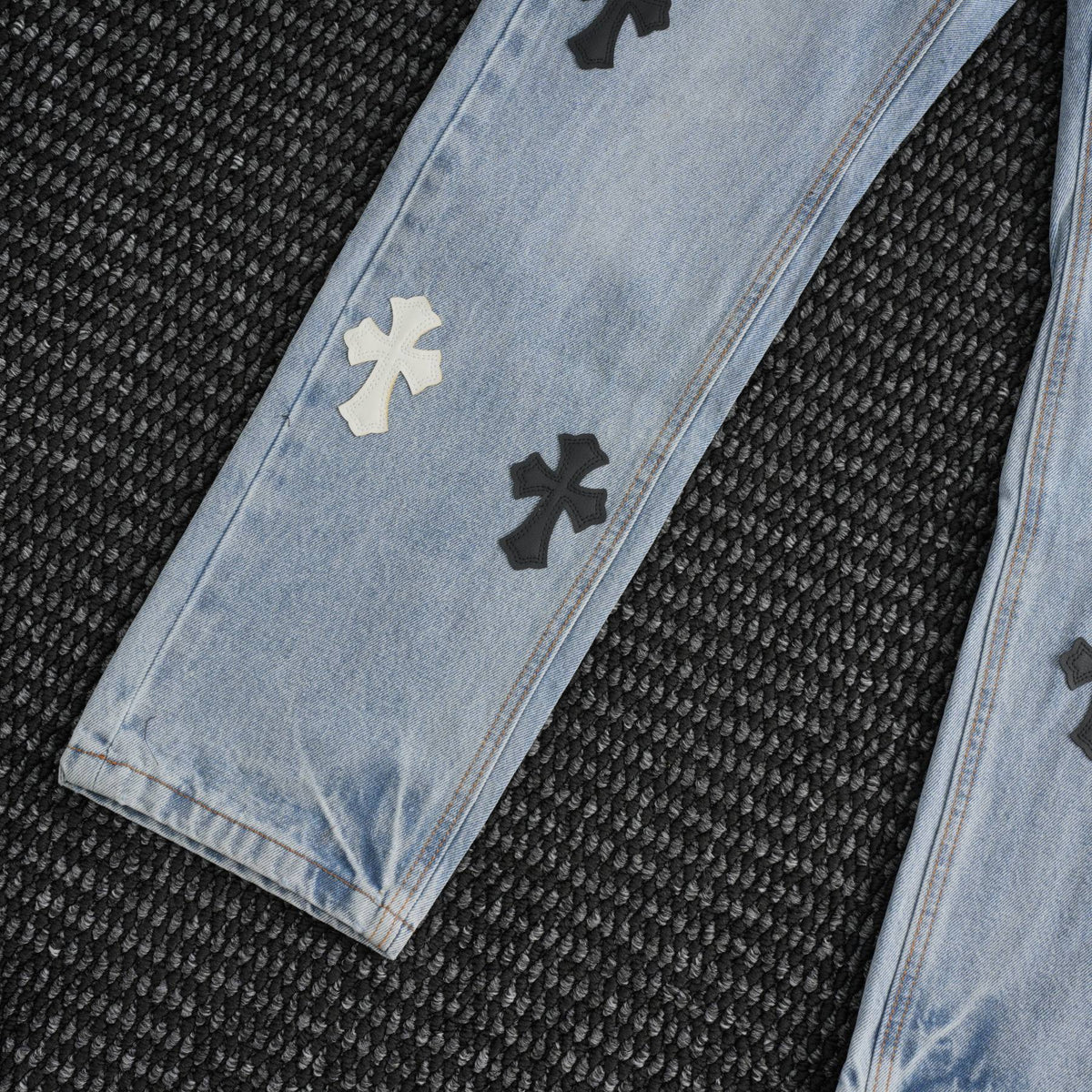 Chrome Hearts Light Blue Cross Patch Jeans