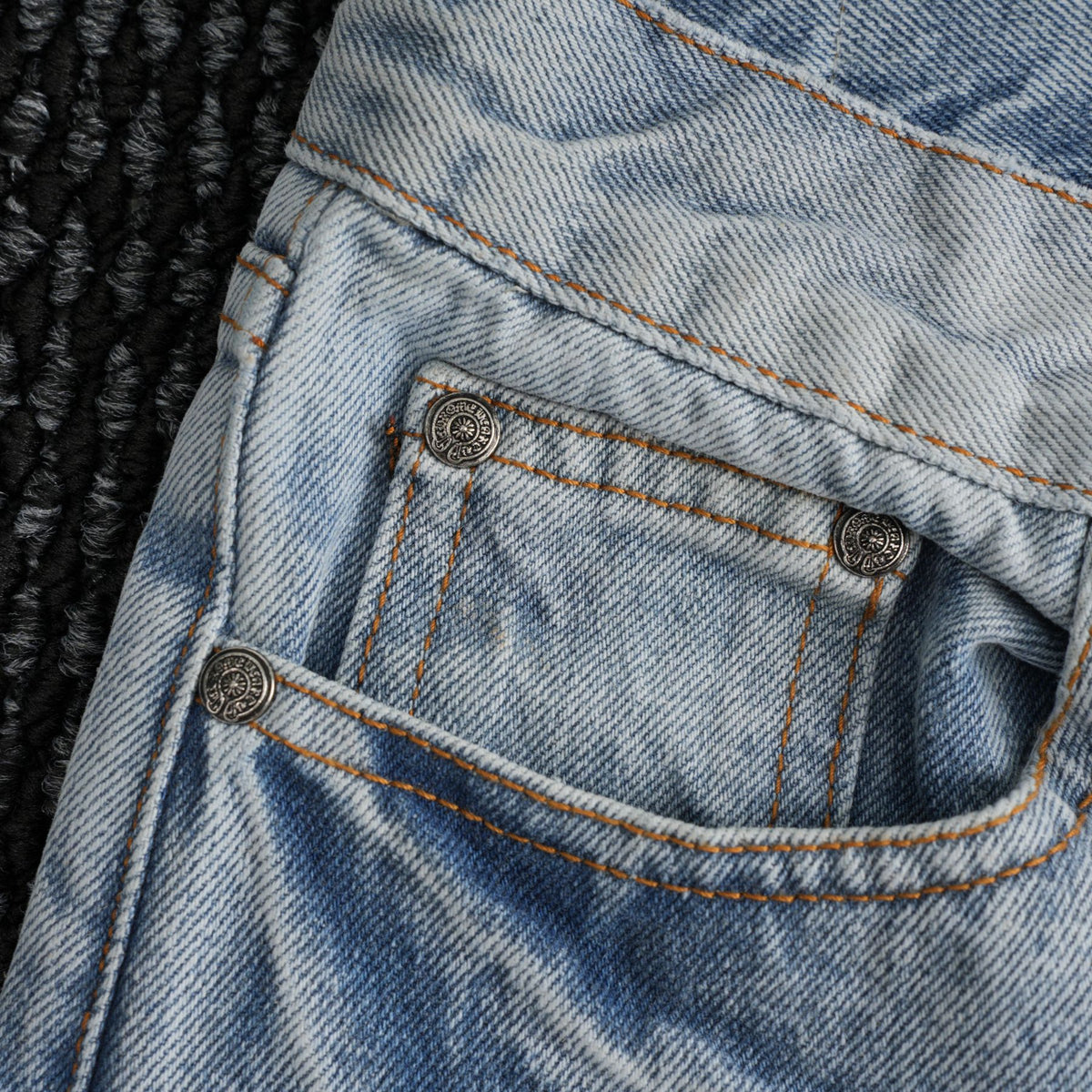 Chrome Hearts Light Blue Cross Patch Jeans