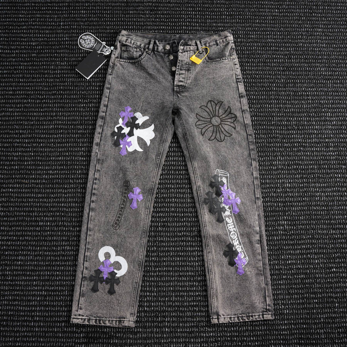 Chrome Hearts Gray Graphic Washed Jeans