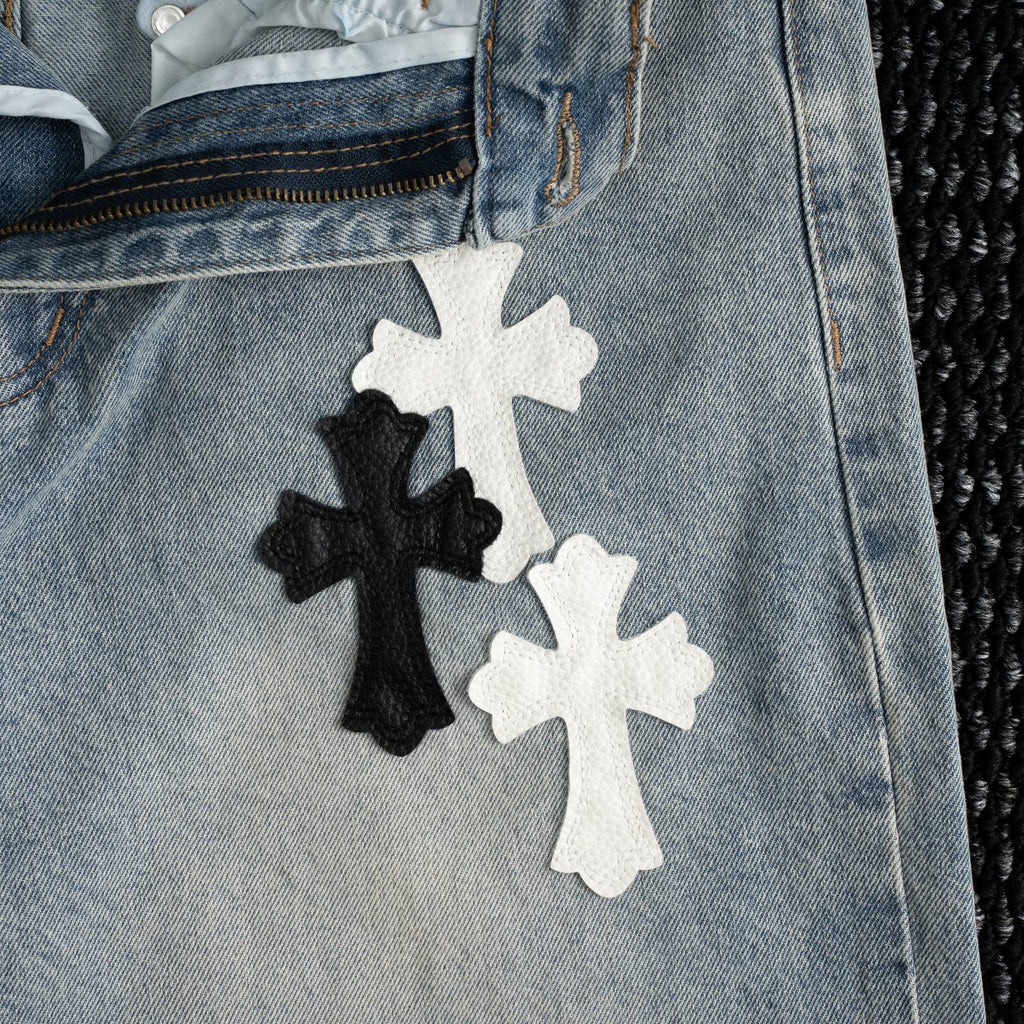 Chrome Hearts Cross Applique Light Blue Jeans