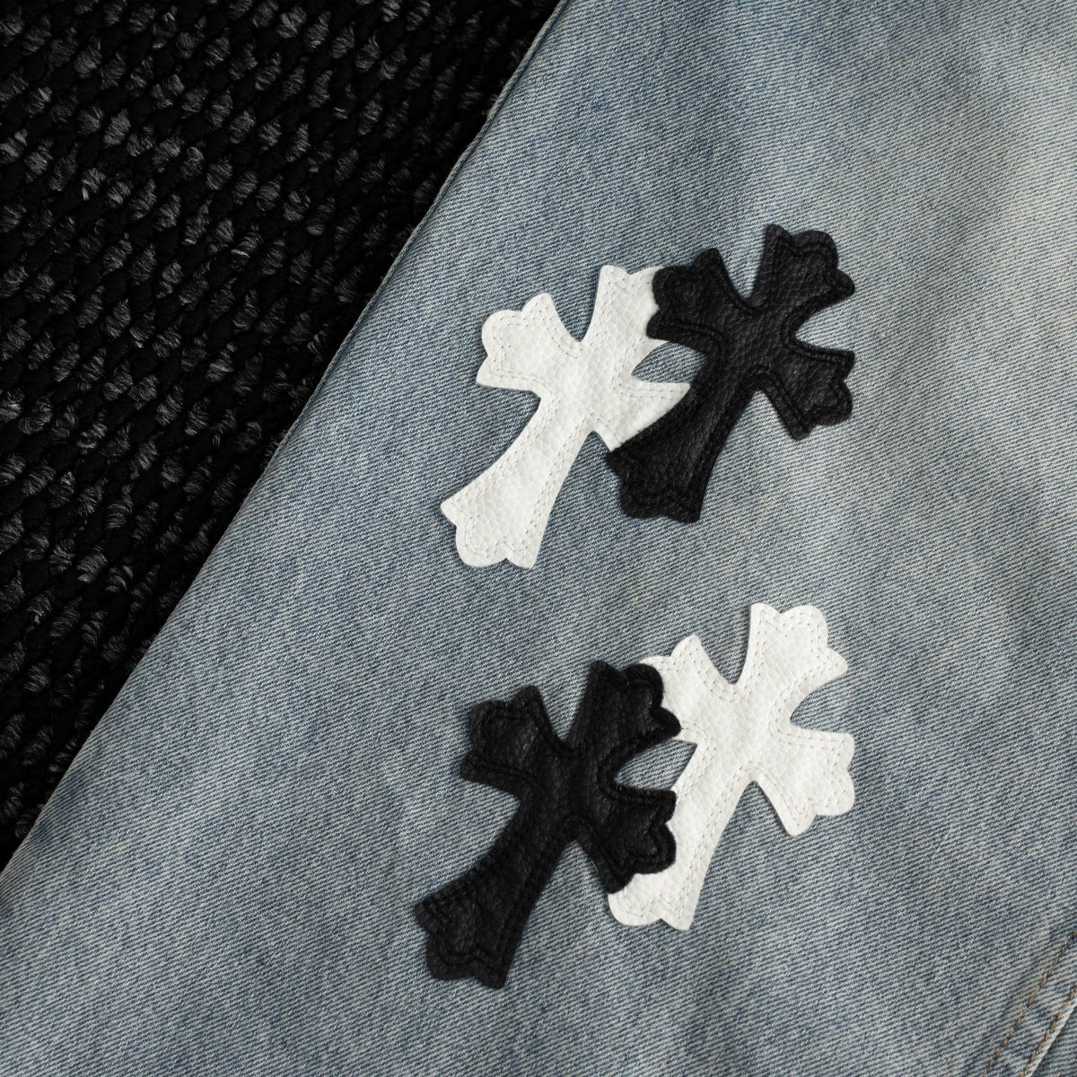 Chrome Hearts Cross Applique Light Blue Jeans