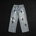 Chrome Hearts Cross Applique Light Blue Jeans