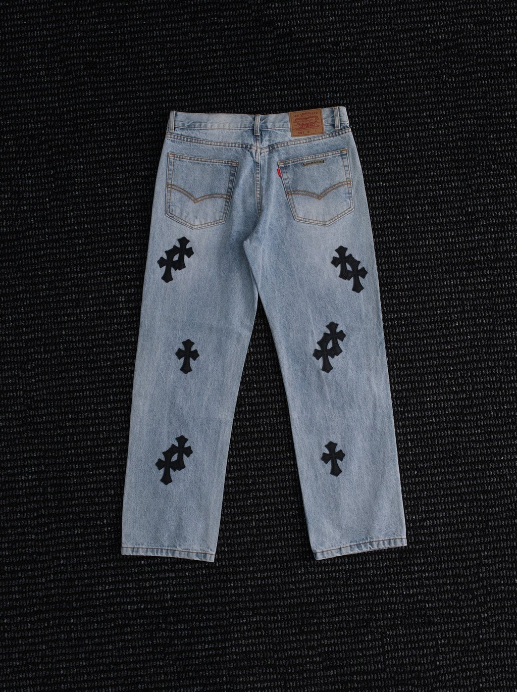 Chrome Hearts Light Blue Cross Patch Jeans