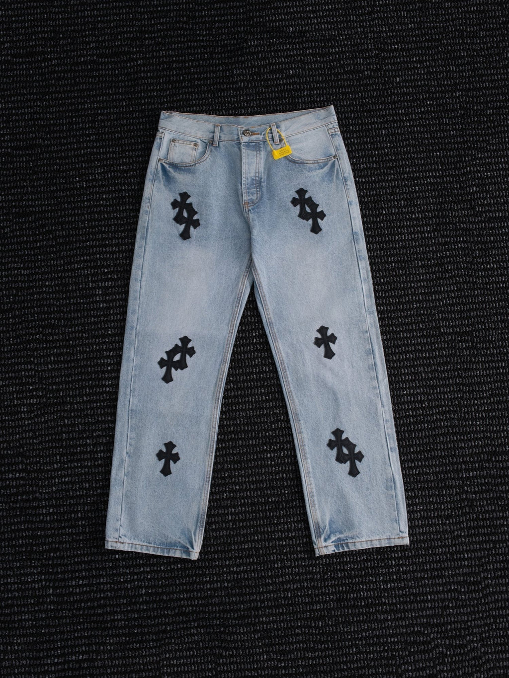 Chrome Hearts Light Blue Cross Patch Jeans