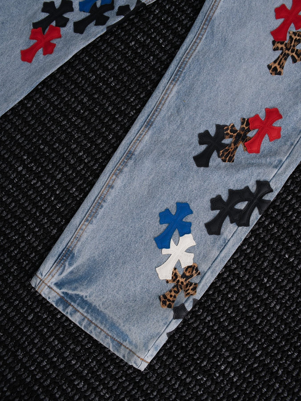 Chrome Hearts Light Blue Cross Patch Jeans
