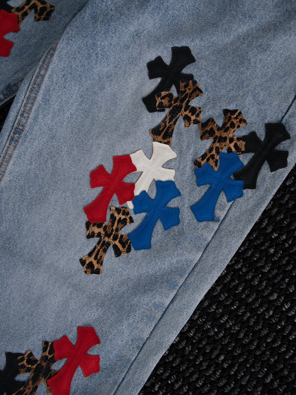 Chrome Hearts Light Blue Cross Patch Jeans