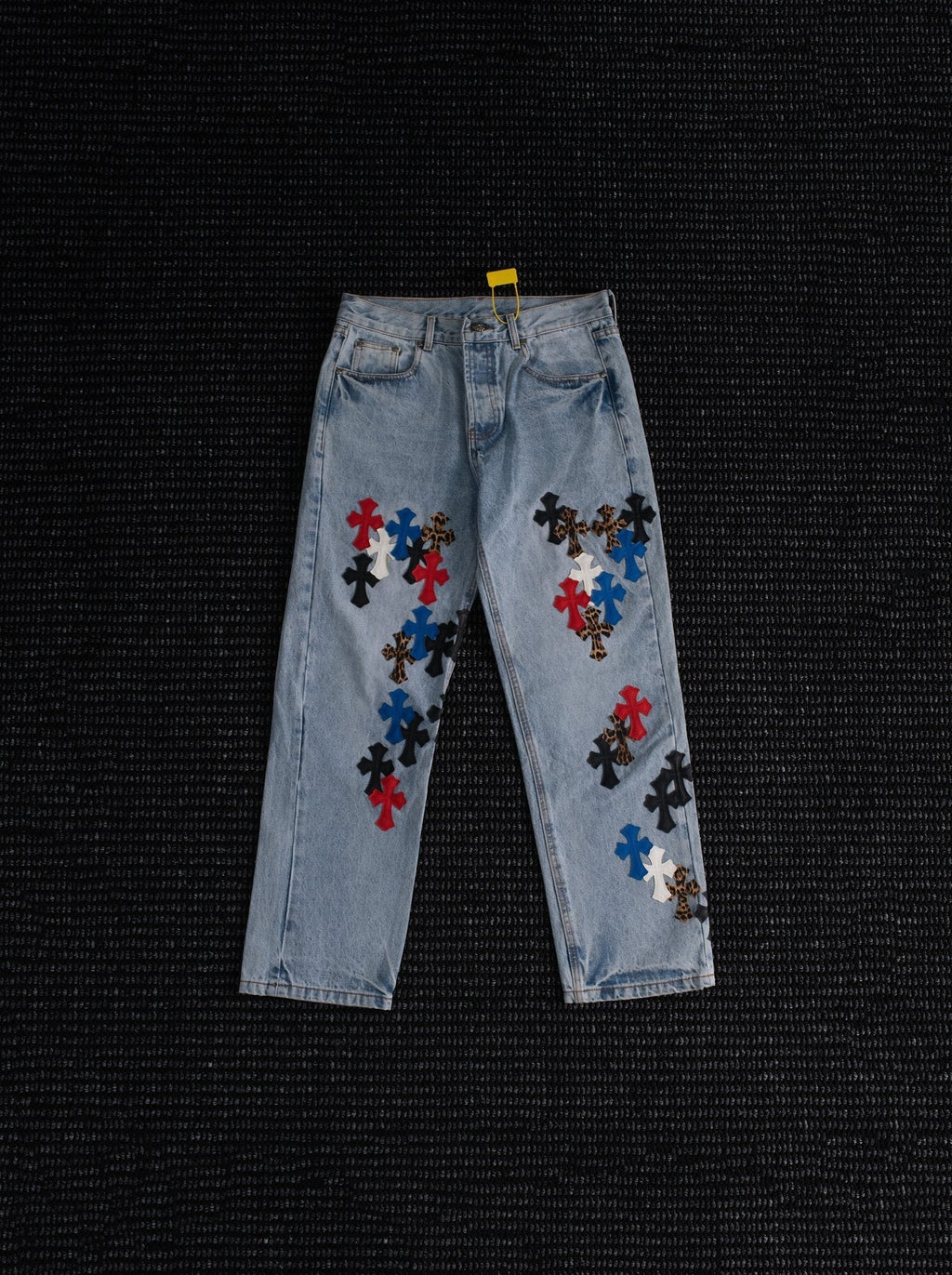 Chrome Hearts Light Blue Cross Patch Jeans