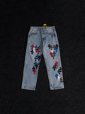Chrome Hearts Light Blue Cross Patch Jeans