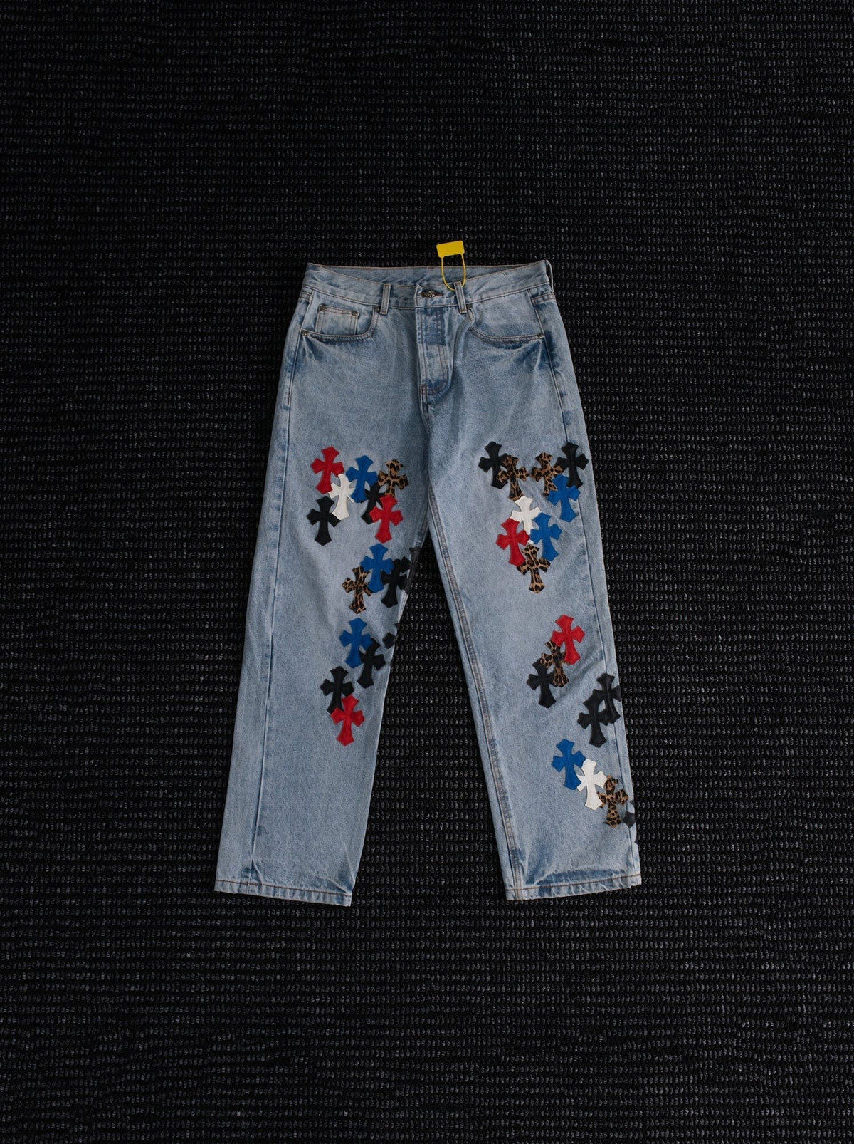 Chrome Hearts Light Blue Cross Patch Jeans