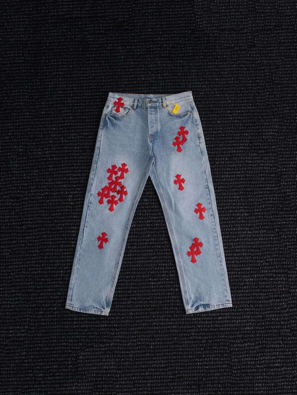 Chrome Hearts Light Blue Cross Patch Jeans