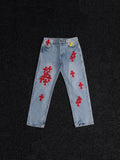 Chrome Hearts Light Blue Cross Patch Jeans