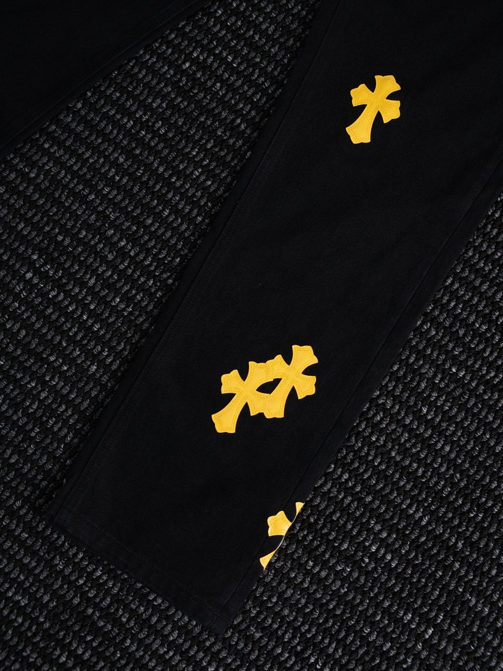 Chrome Hearts Yellow Cross Patch Black Jeans