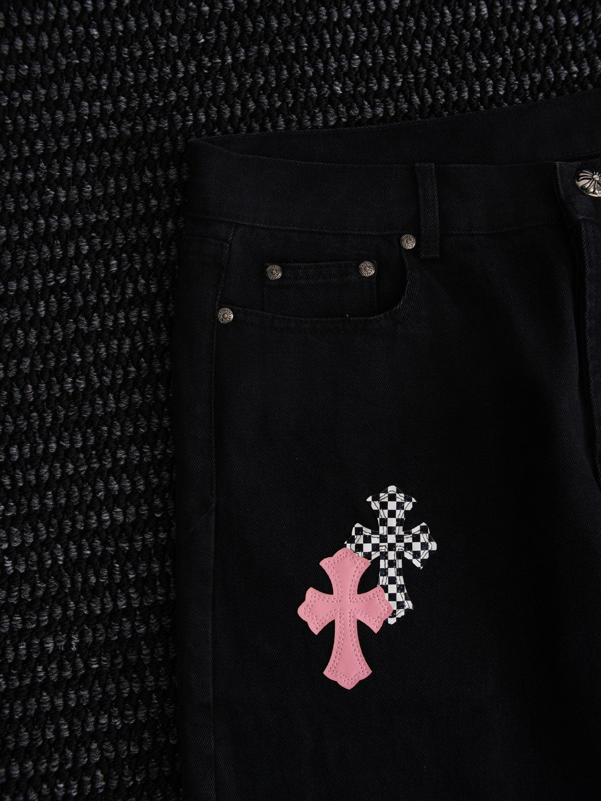 Chrome Hearts Cross Graphic Black Denim Pants