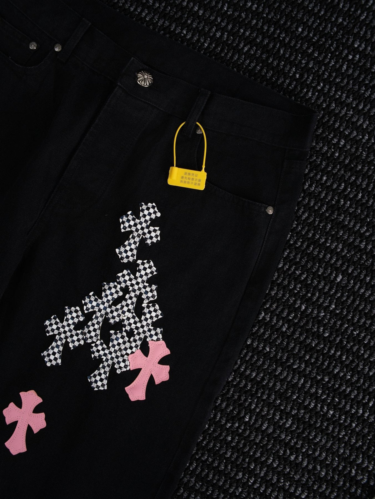 Chrome Hearts Cross Graphic Black Denim Pants