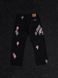 Chrome Hearts Cross Graphic Black Denim Pants