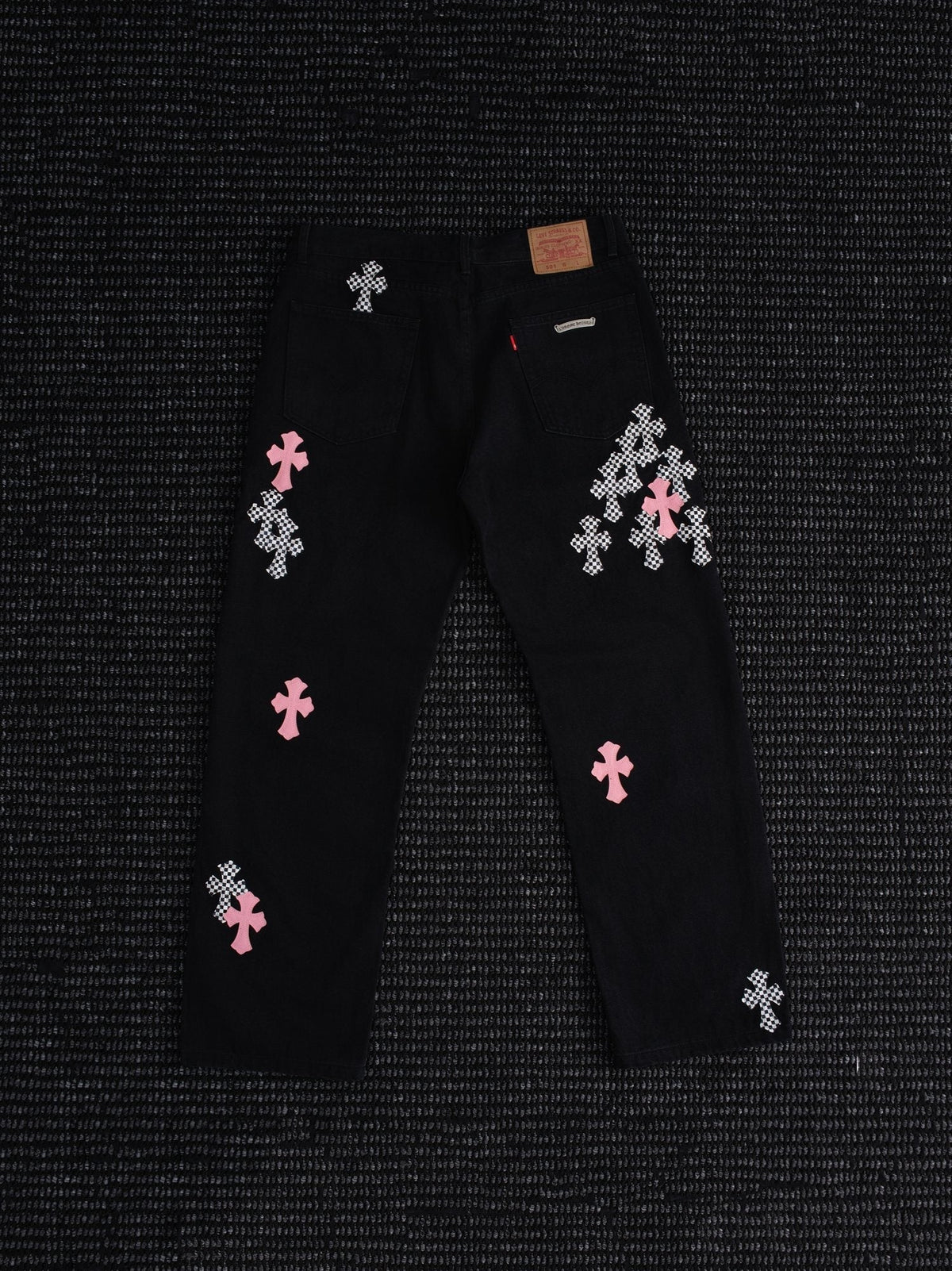 Chrome Hearts Cross Graphic Black Denim Pants