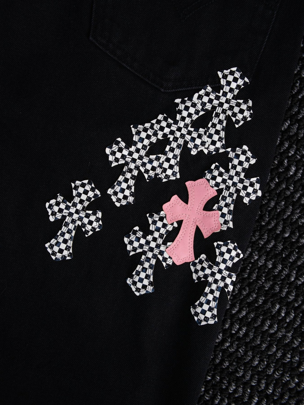 Chrome Hearts Cross Graphic Black Denim Pants