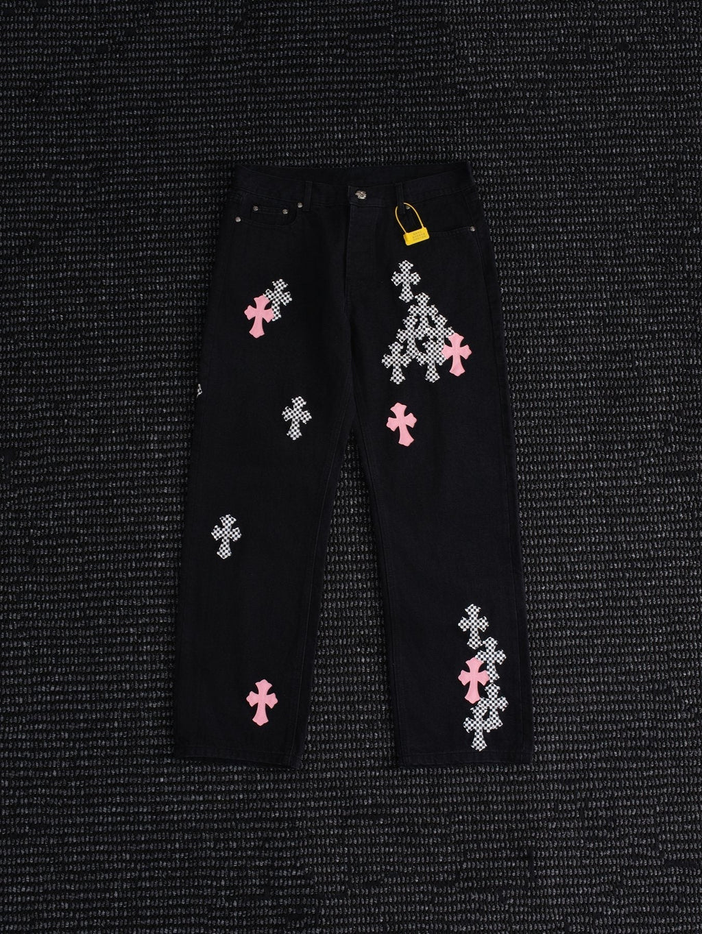 Chrome Hearts Cross Graphic Black Denim Pants