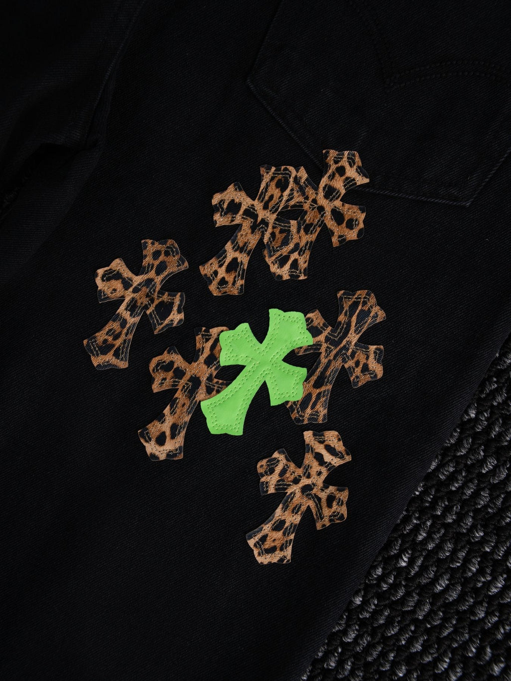Chrome Hearts Leopard Cross Graphic Denim Pants