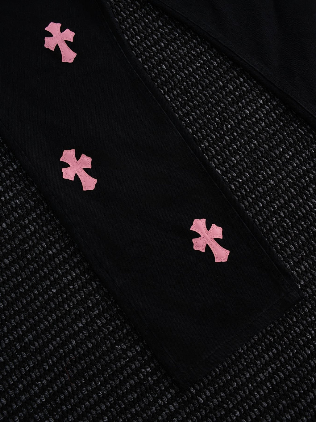 Chrome Hearts Pink Cross Patch Black Jeans