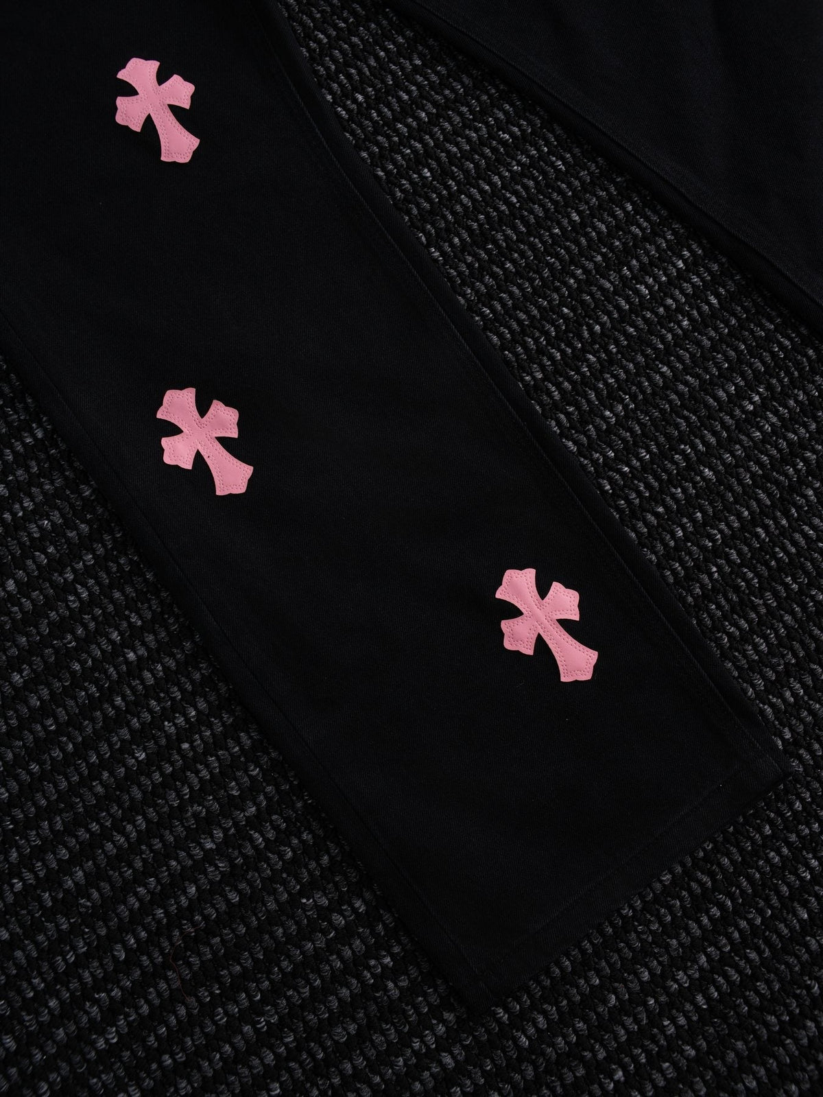 Chrome Hearts Pink Cross Patch Black Jeans