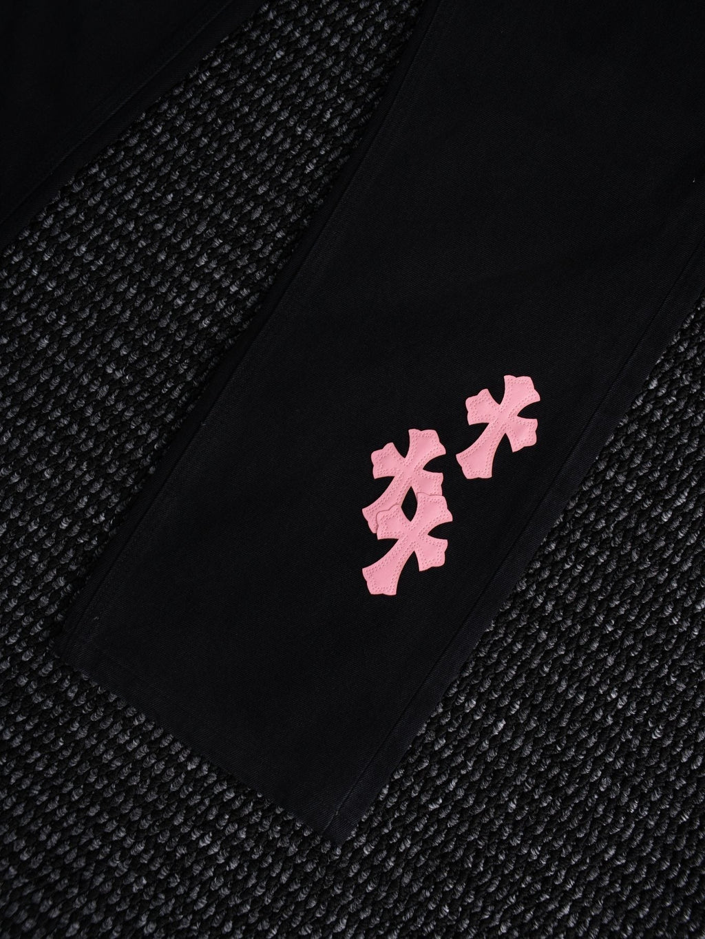 Chrome Hearts Pink Cross Patch Black Jeans