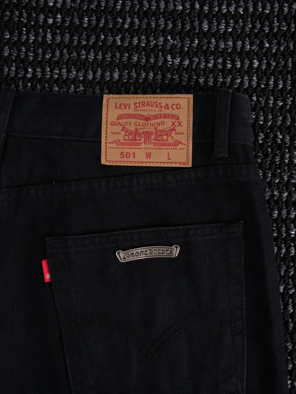 Chrome Hearts Pink Cross Patch Black Jeans