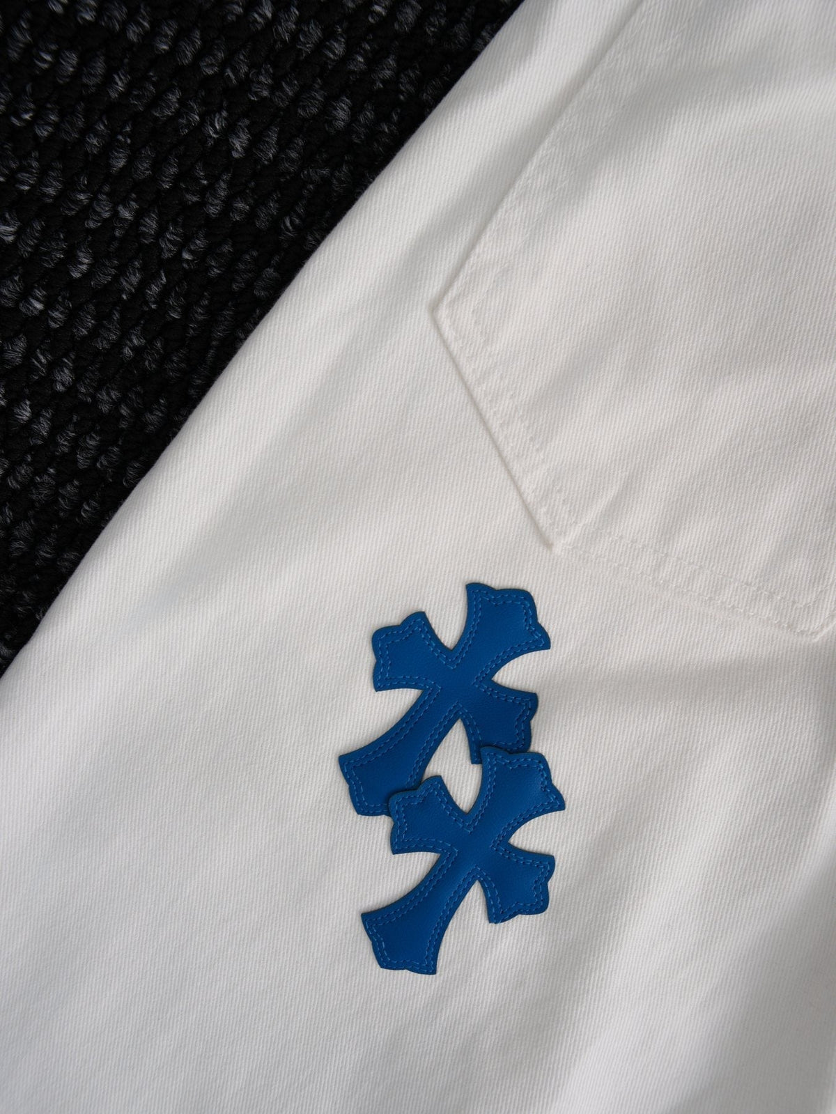 Chrome Hearts White Cross Patch Jeans