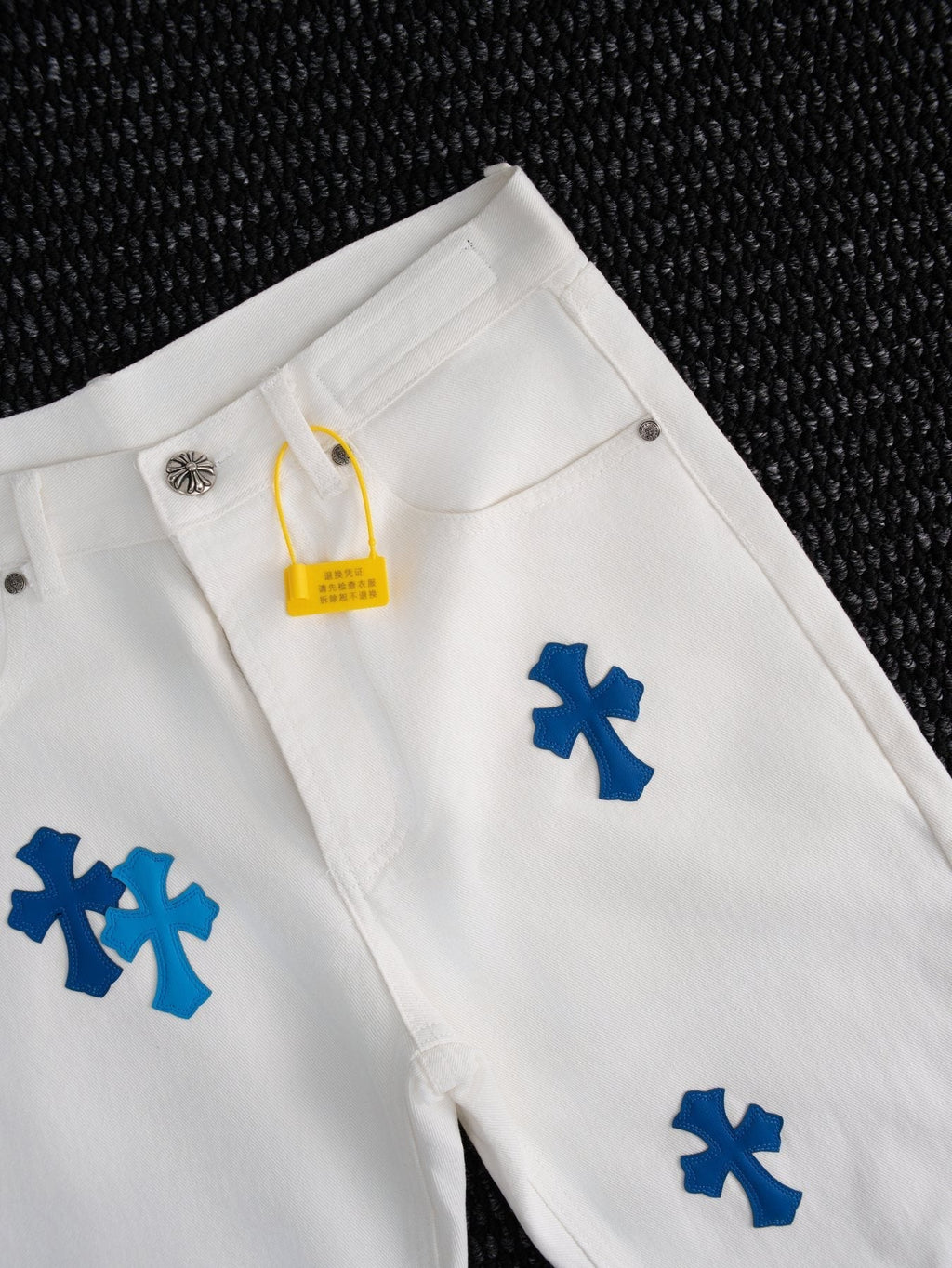 Chrome Hearts White Cross Patch Jeans