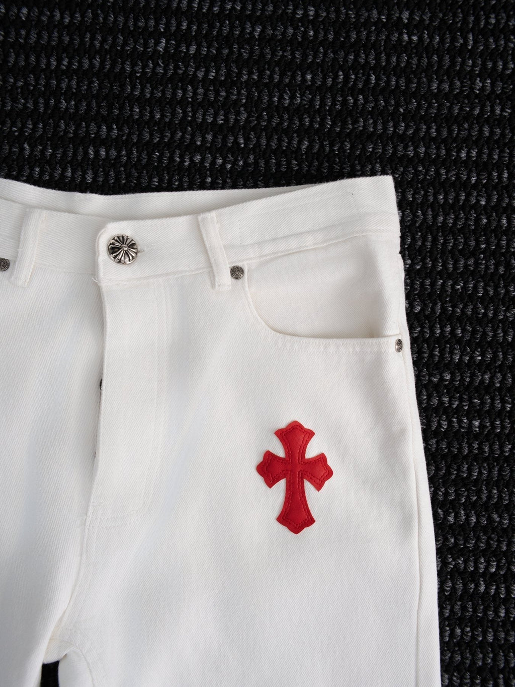 Chrome Hearts White Cross Patch Jeans