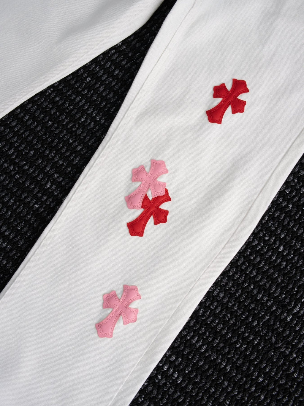 Chrome Hearts White Cross Patch Jeans