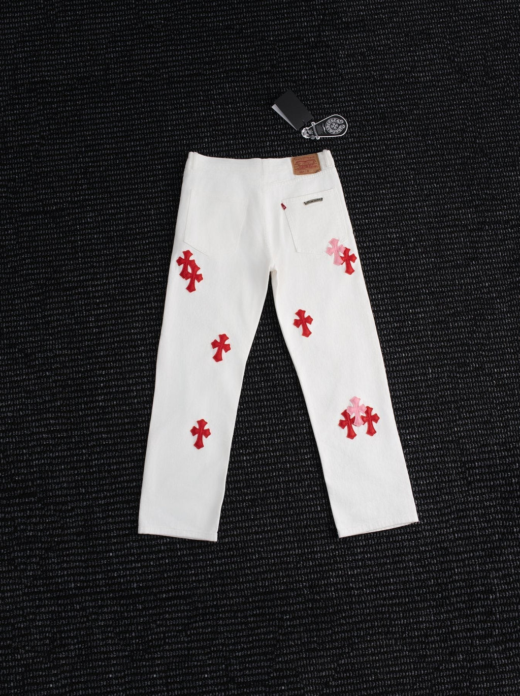 Chrome Hearts White Cross Patch Jeans