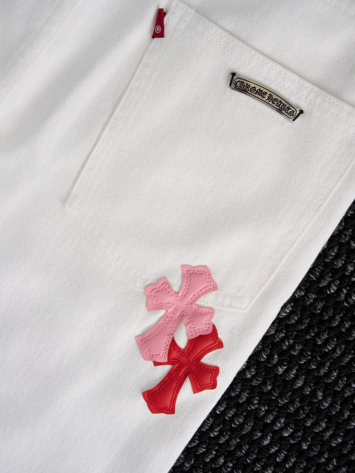 Chrome Hearts White Cross Patch Jeans