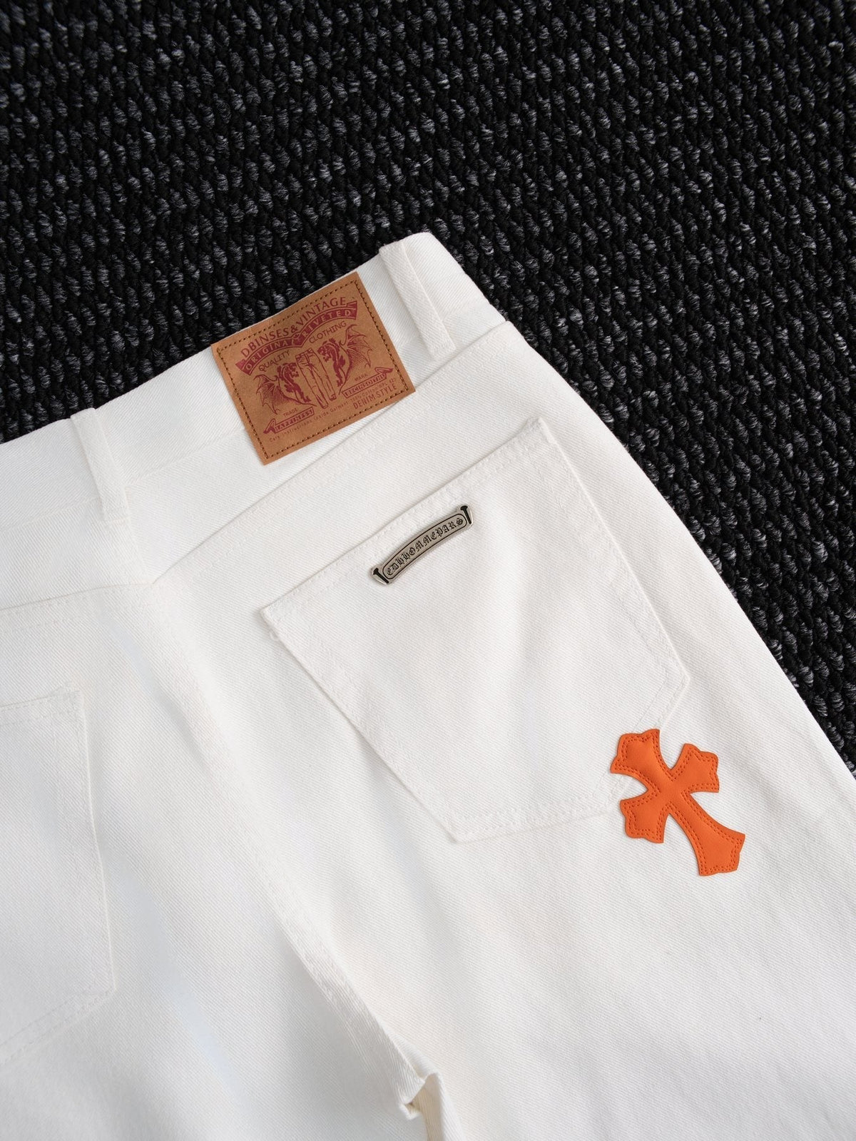 Chrome Hearts Cross Patch White Jeans
