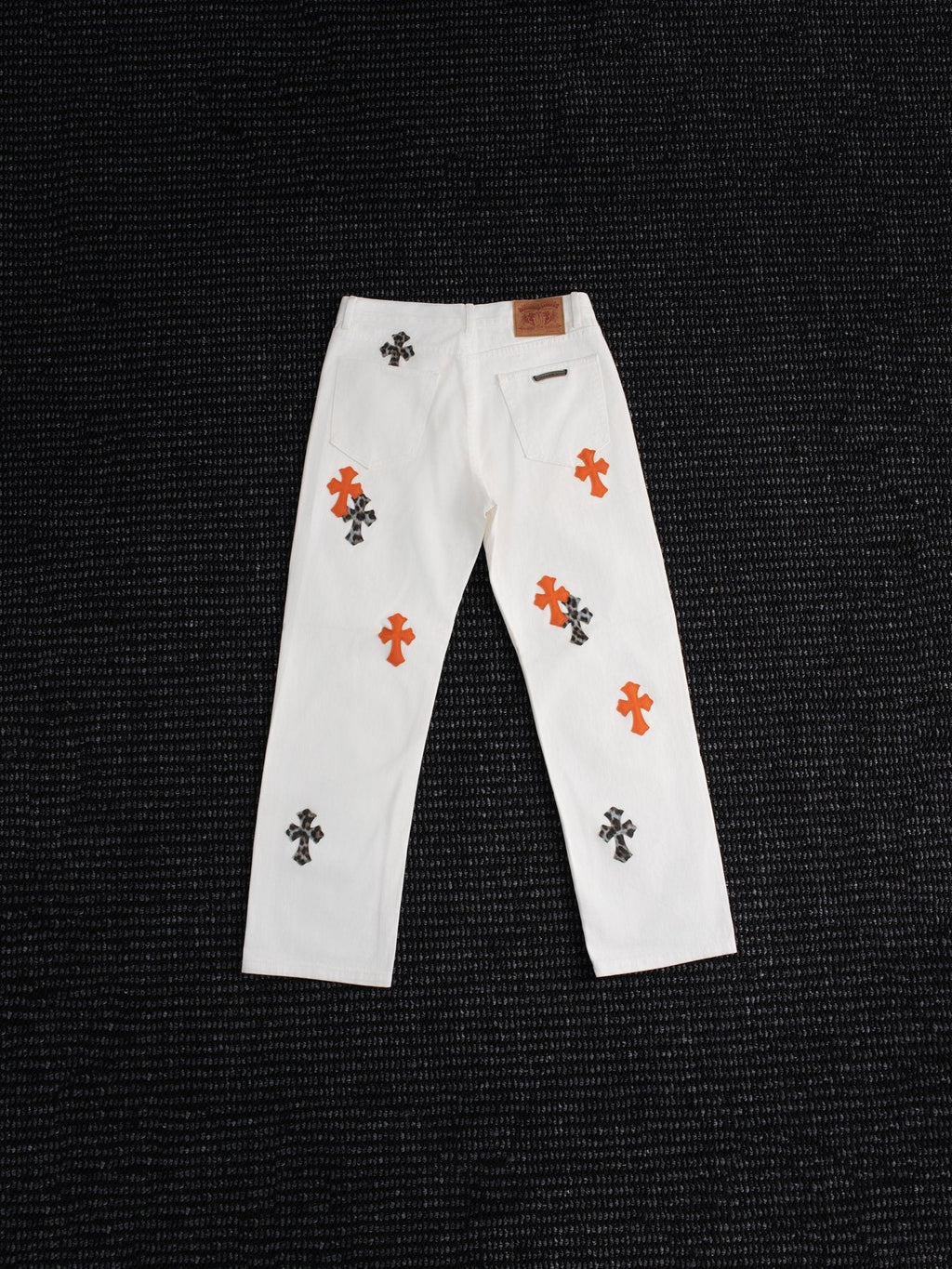 Chrome Hearts Cross Patch White Jeans