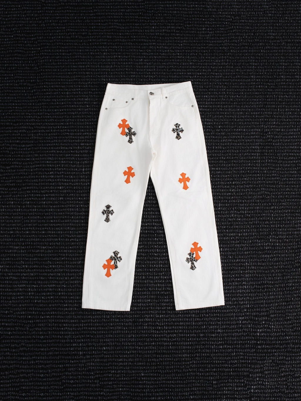 Chrome Hearts Cross Patch White Jeans