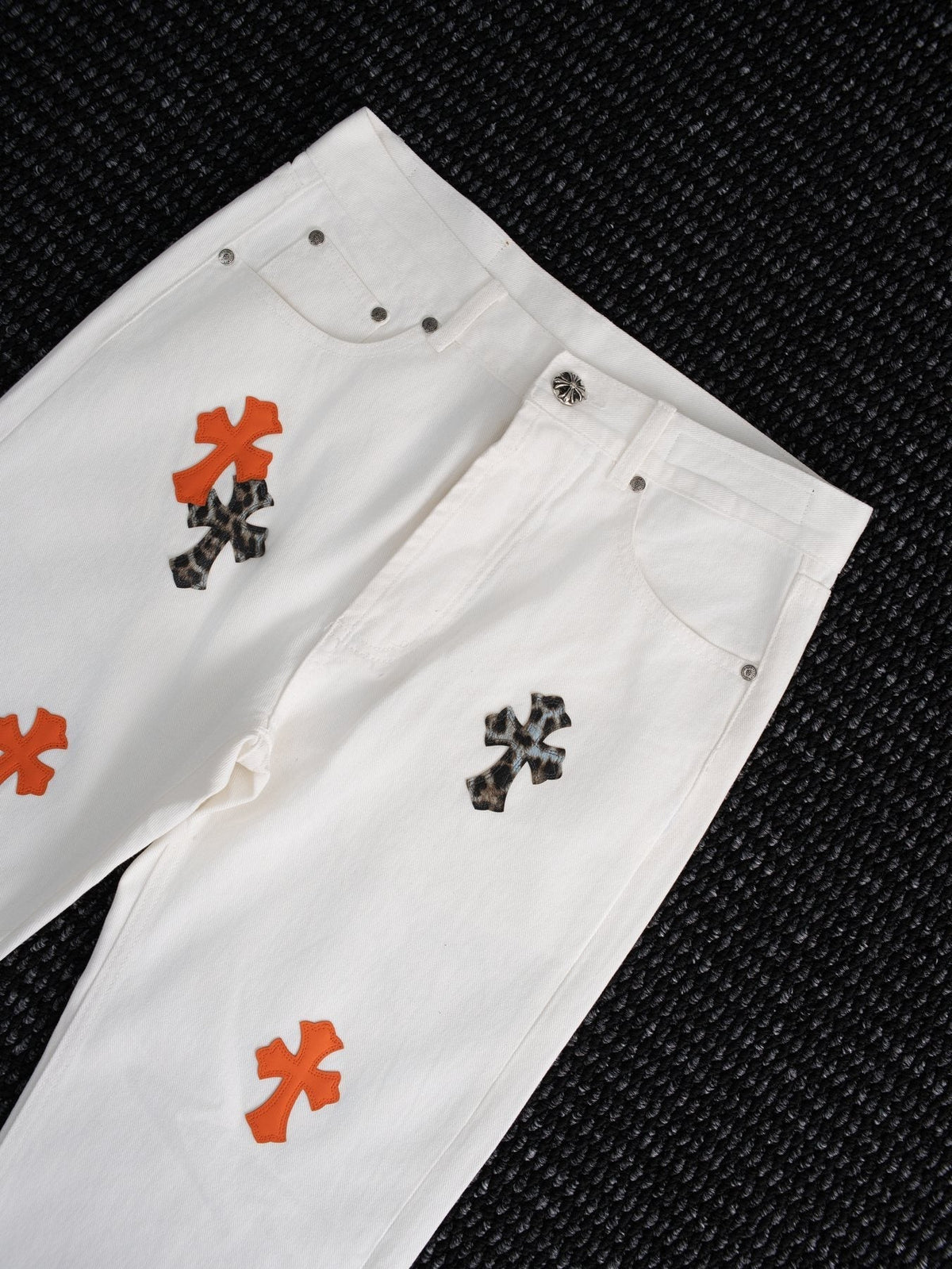 Chrome Hearts Cross Patch White Jeans