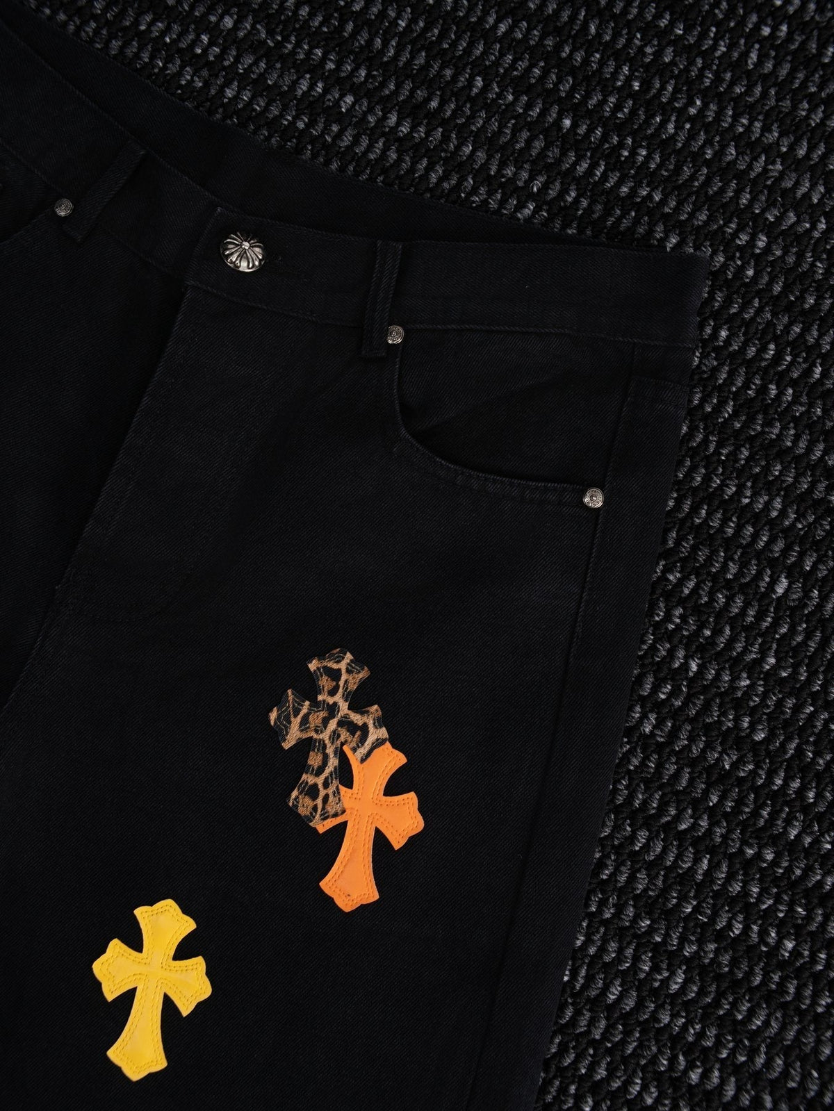 Chrome Hearts Cross Graphic Black Jeans