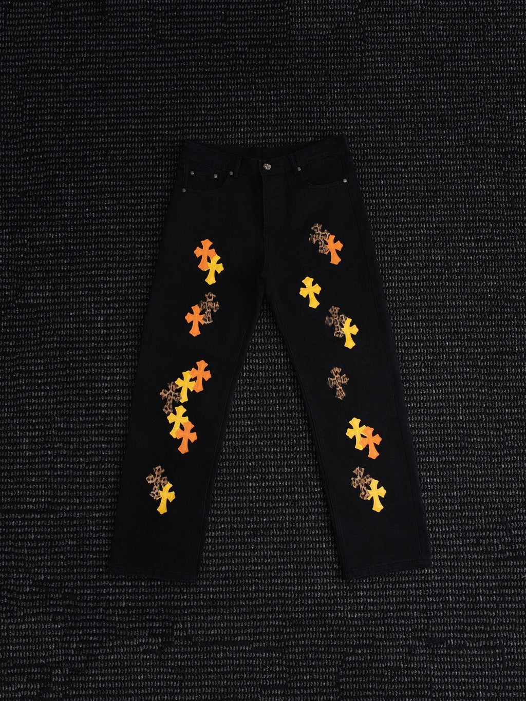 Chrome Hearts Cross Graphic Black Jeans