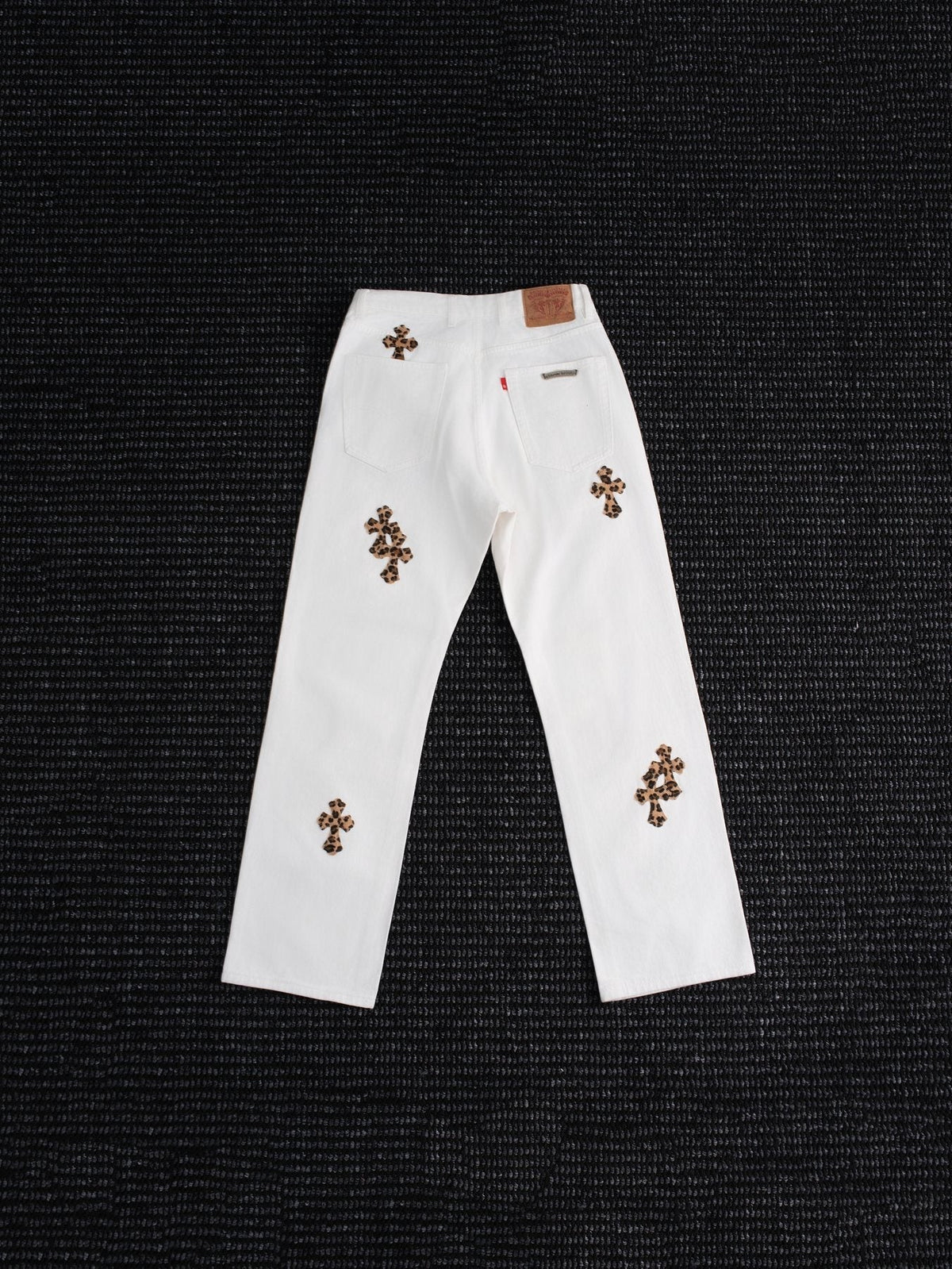 Chrome Hearts White Cross Applique Graphic Jeans