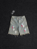 Chrome Hearts Cross Patch Light Blue Denim Shorts