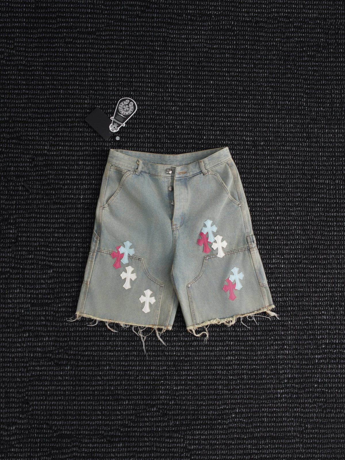 Chrome Hearts Cross Patch Light Blue Denim Shorts