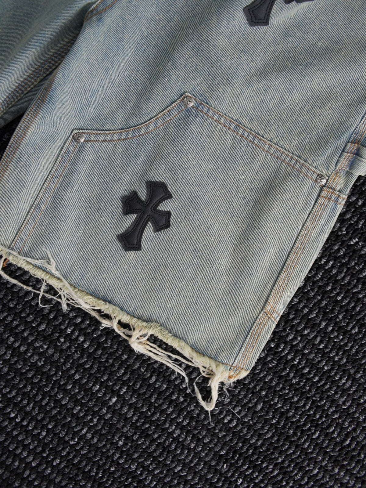 Chrome Hearts Cross Patch Denim Shorts