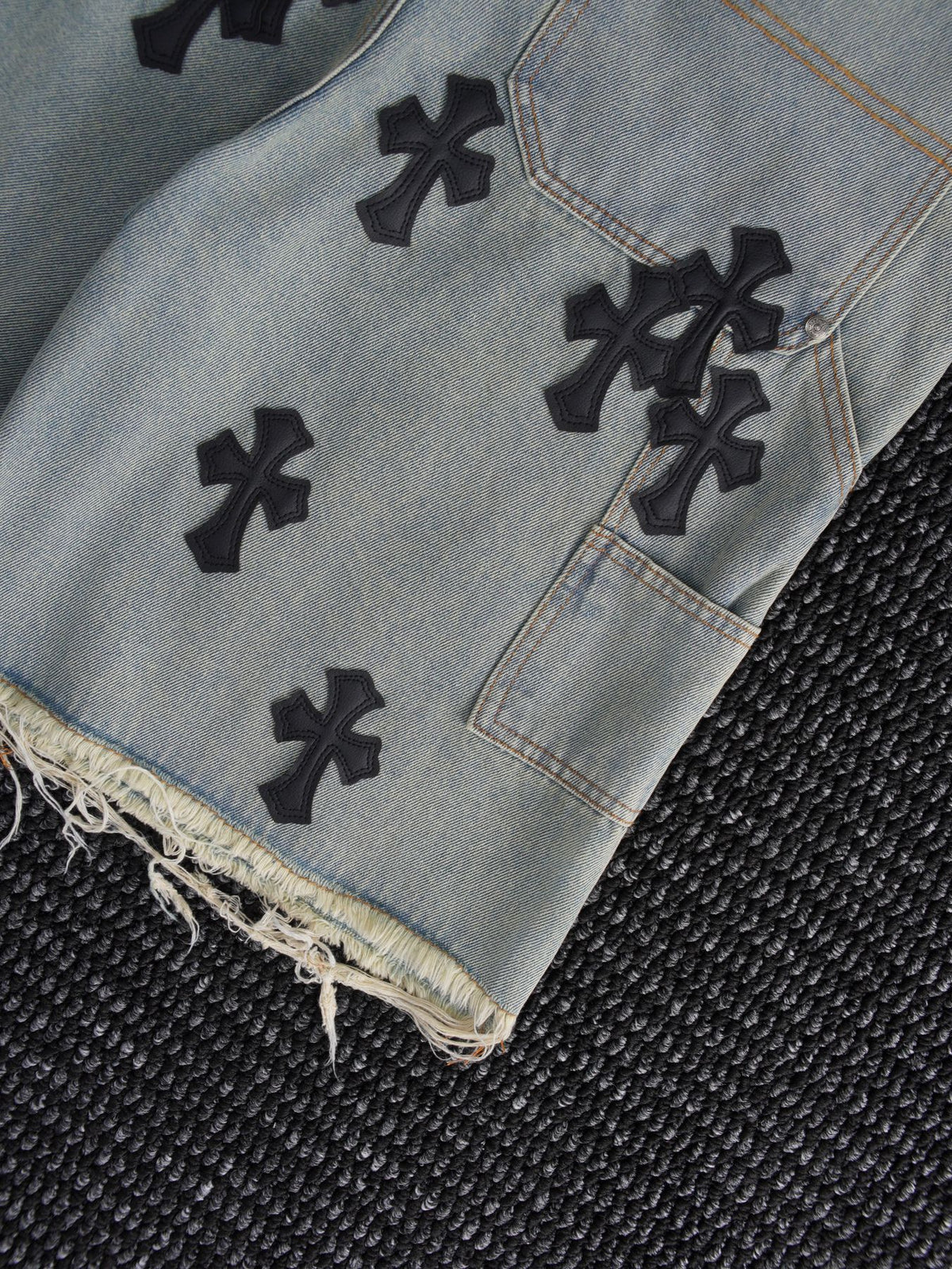Chrome Hearts Cross Patch Denim Shorts