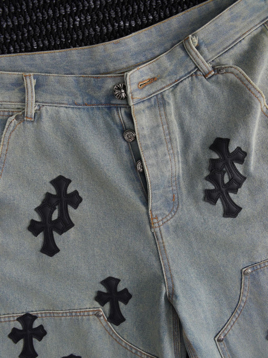 Chrome Hearts Cross Patch Denim Shorts