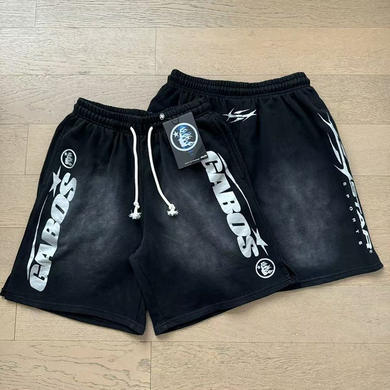 GABOS Washed Black Side Graphic Shorts