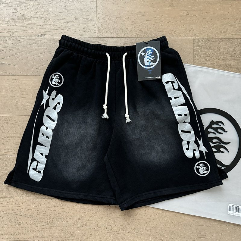 GABOS Washed Black Side Graphic Shorts